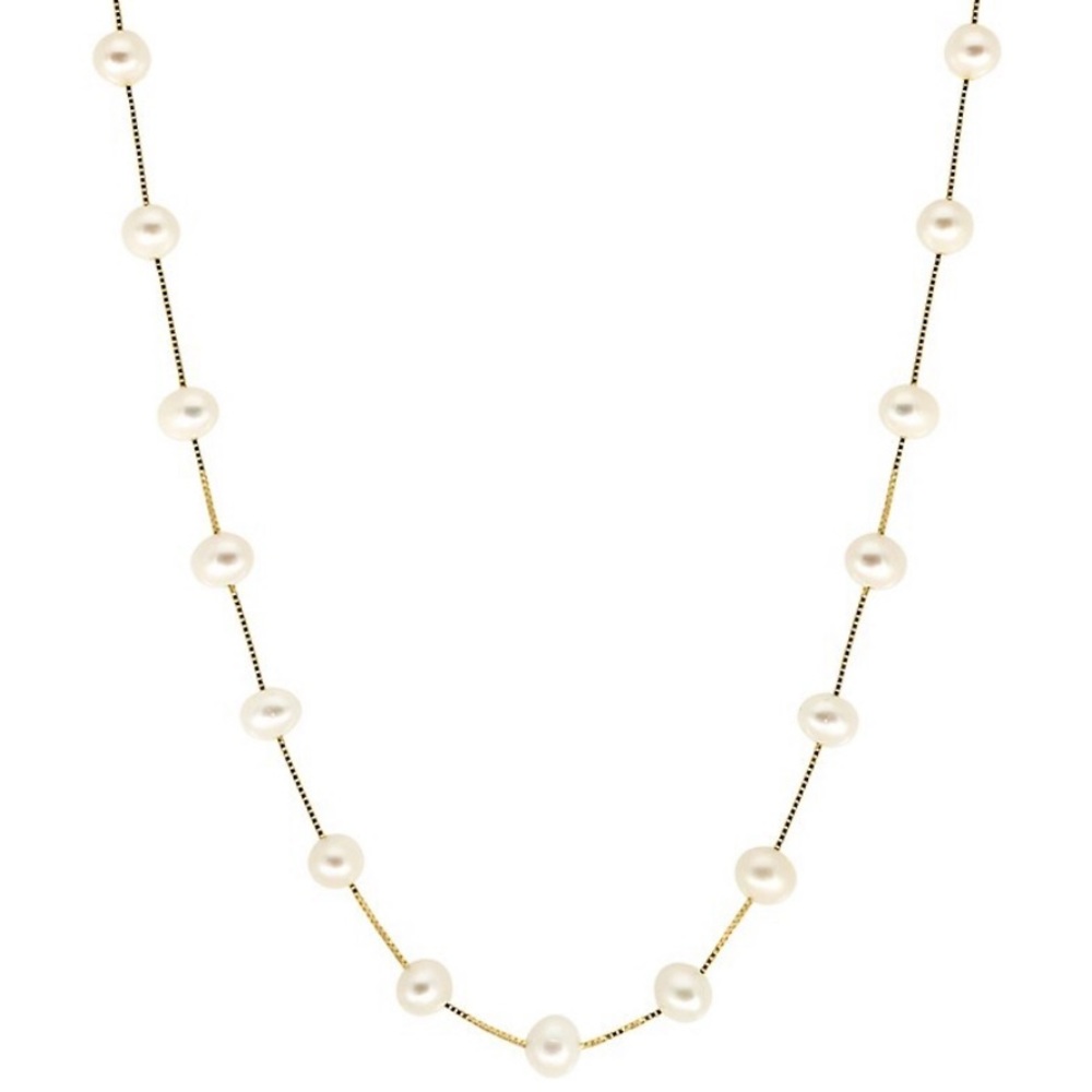 14k Yellow Gold & 5mm Freshwater Pearl Necklace